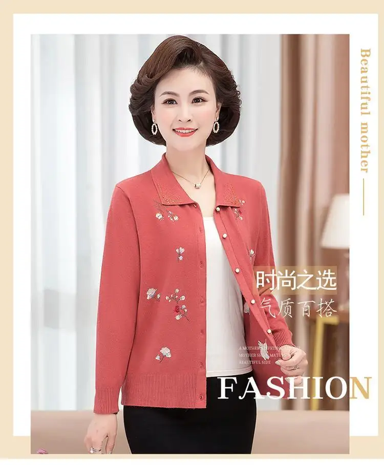 Women's Sweater Cardigan Spring and Autumn Embroidered Diamond Plus Size Korean Jacket Knit Cardigan Long Sleeve Coat Thin Top