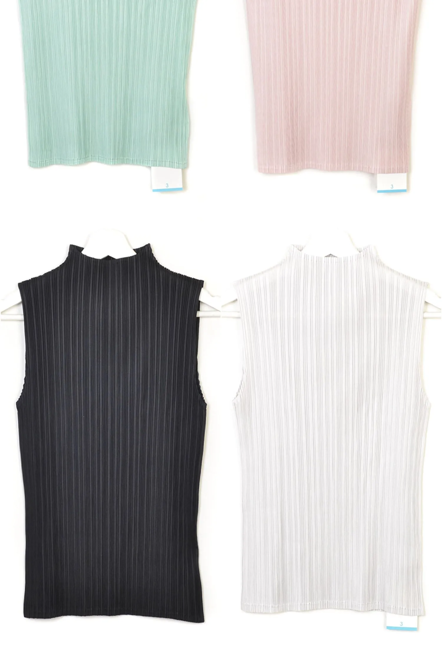 ALSEY Miyake Pleated Korean Style Sleeveless High Collar Tops Women's 2025 Summer New Simple Slim Solid Color T-shirt Clothing