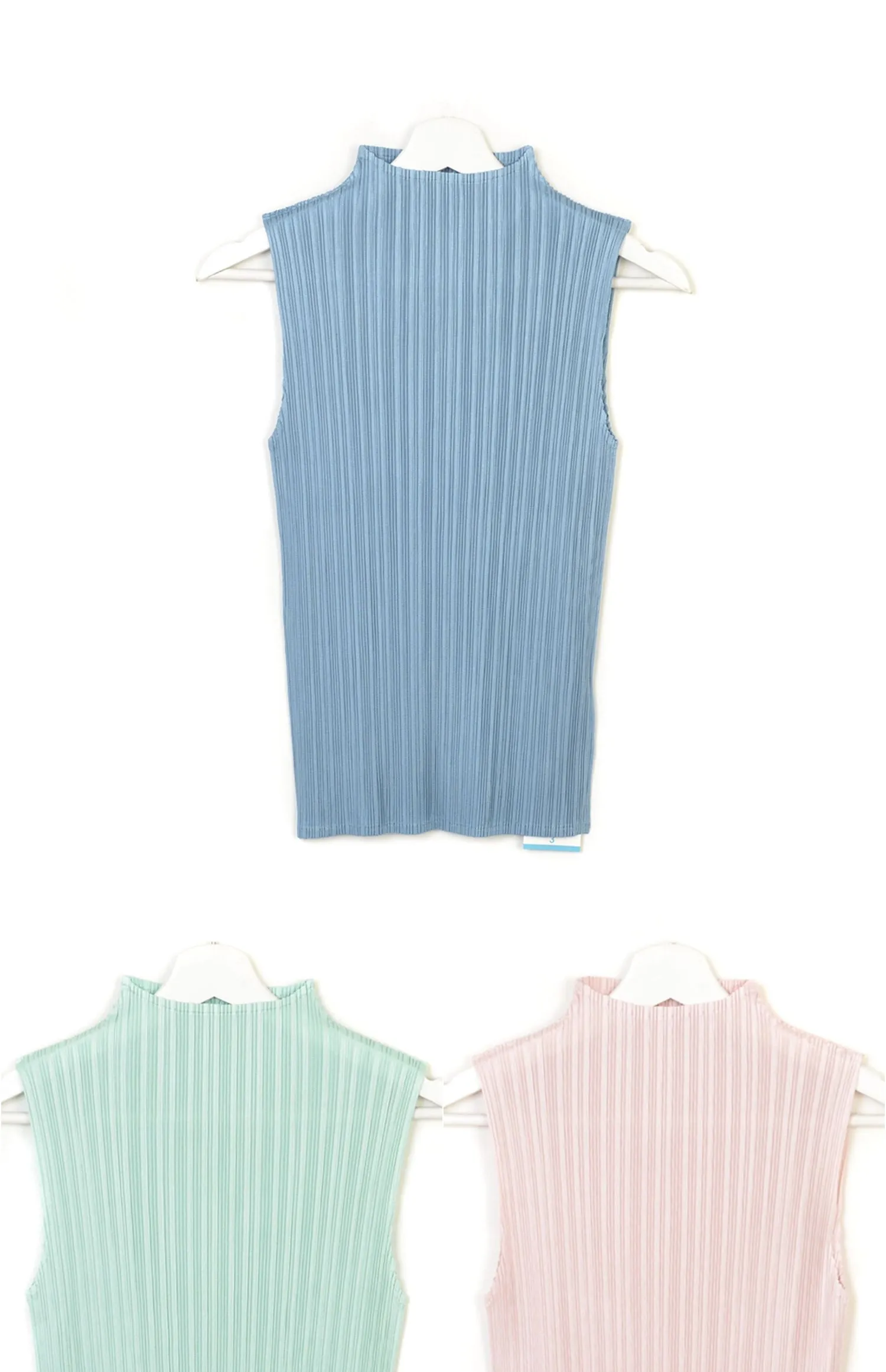 ALSEY Miyake Pleated Korean Style Sleeveless High Collar Tops Women's 2025 Summer New Simple Slim Solid Color T-shirt Clothing