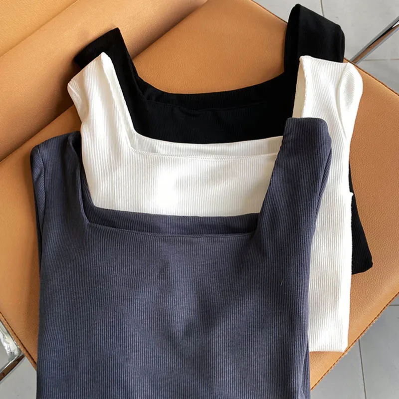 Long-sleeved square-neck t-shirt women's slim-fit exposed collarbone low-neck short top bottoming shirt