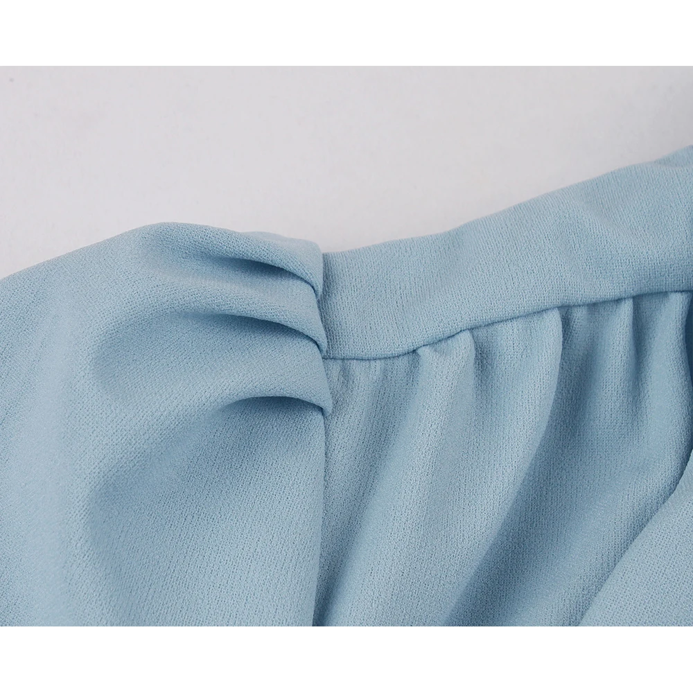 2025 Blue Pleated Dress Vintage Style Bow Tie Neck Button Up Elegant Women Summer Belted Pinup 60s 50s Rockabilly Dresses SD0081