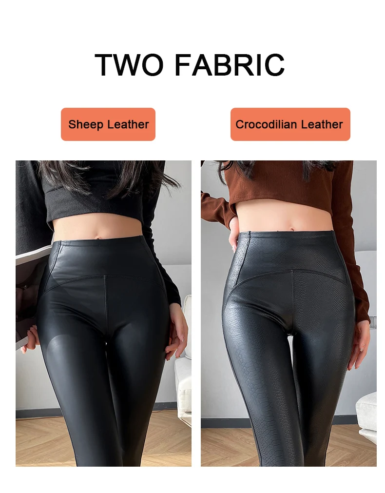 BIVIGAOS Women Spring Autumn Fleece Matte PU Leather Pants Leggings Elastic Slim Skinny Leggings Windproof Warm Sexy Legging