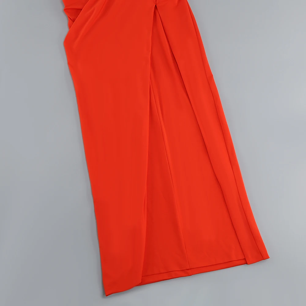 Summer New Women's Sexy Breast Wrapping, Backless Dress Red Wrinkled Hem Split Party Ceremonial Dress Long Dress
