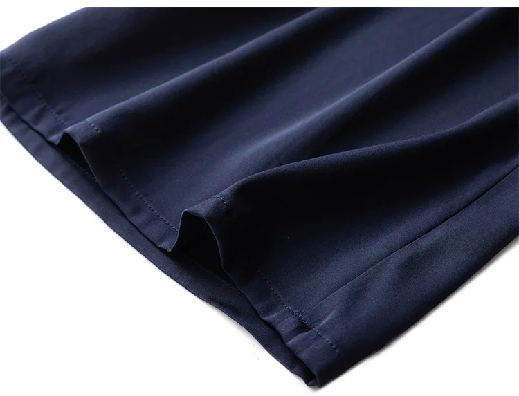 SuyaDream Woman Wide Leg Pants 93%Silk 7%Spandex Elastic Waist Solid Office Lady Chic Trousers 2022 Spring Summer Bottoms Navy