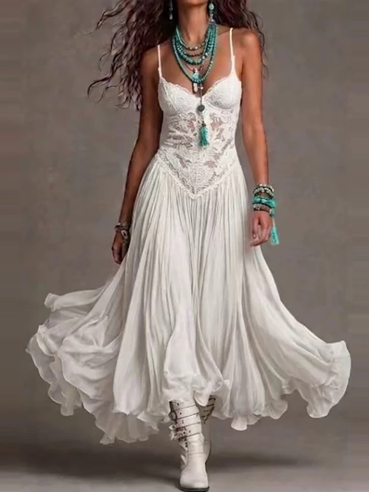 Women Summer Strapless Sleeveless Solid Party Dress Lace Patchwork Backless Holiday Elegant Ladies Dress Streetwear Dropshipping