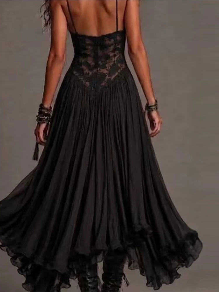 Women Summer Strapless Sleeveless Solid Party Dress Lace Patchwork Backless Holiday Elegant Ladies Dress Streetwear Dropshipping