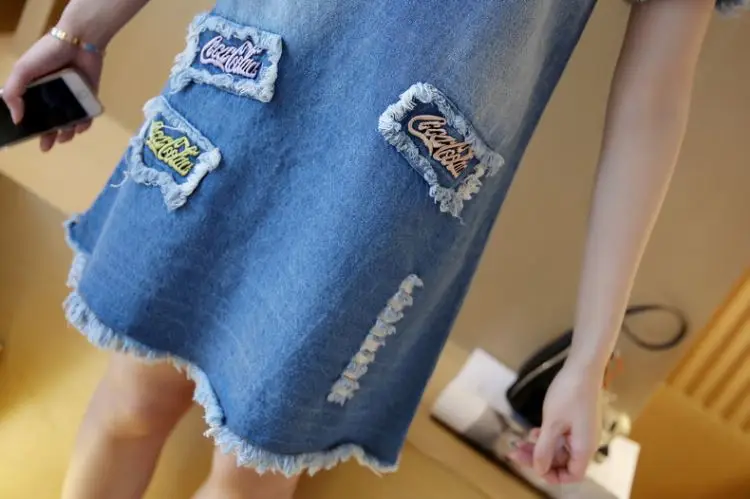 Short sleeve Denim Dress Female 2026 Summer New Korean Strapless Loose Large size 5XL Short A-line jeans Dresses Casual Clothing