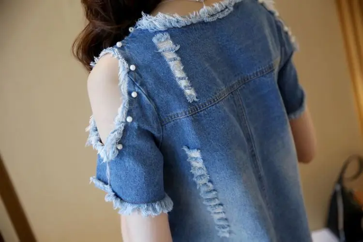 Short sleeve Denim Dress Female 2026 Summer New Korean Strapless Loose Large size 5XL Short A-line jeans Dresses Casual Clothing