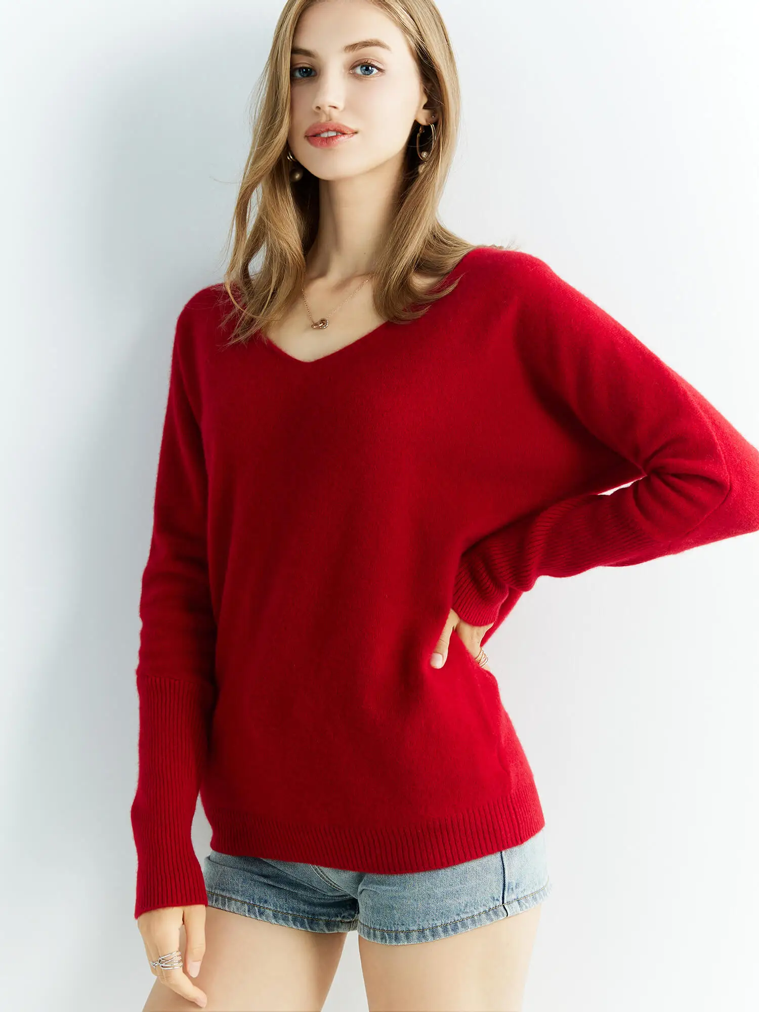 Knitted Wool Sweater Cashmere Sweaters Women's 100% Merino Wool V-Neck Vintage Pullover Winter Autumn Jumper Clothing Top Female