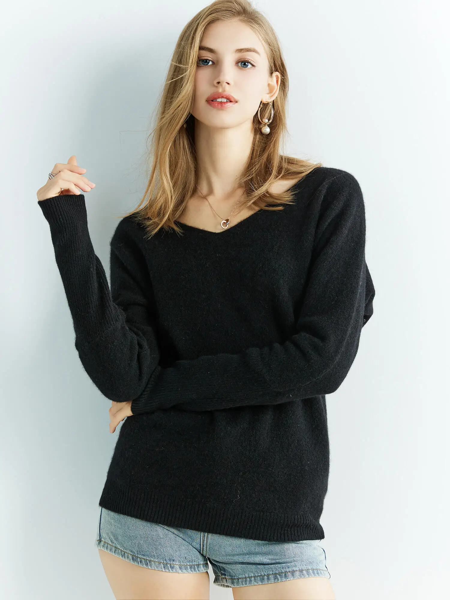 Knitted Wool Sweater Cashmere Sweaters Women's 100% Merino Wool V-Neck Vintage Pullover Winter Autumn Jumper Clothing Top Female