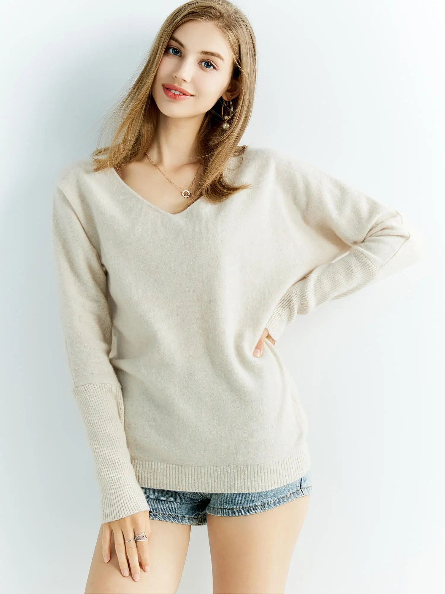 Knitted Wool Sweater Cashmere Sweaters Women's 100% Merino Wool V-Neck Vintage Pullover Winter Autumn Jumper Clothing Top Female