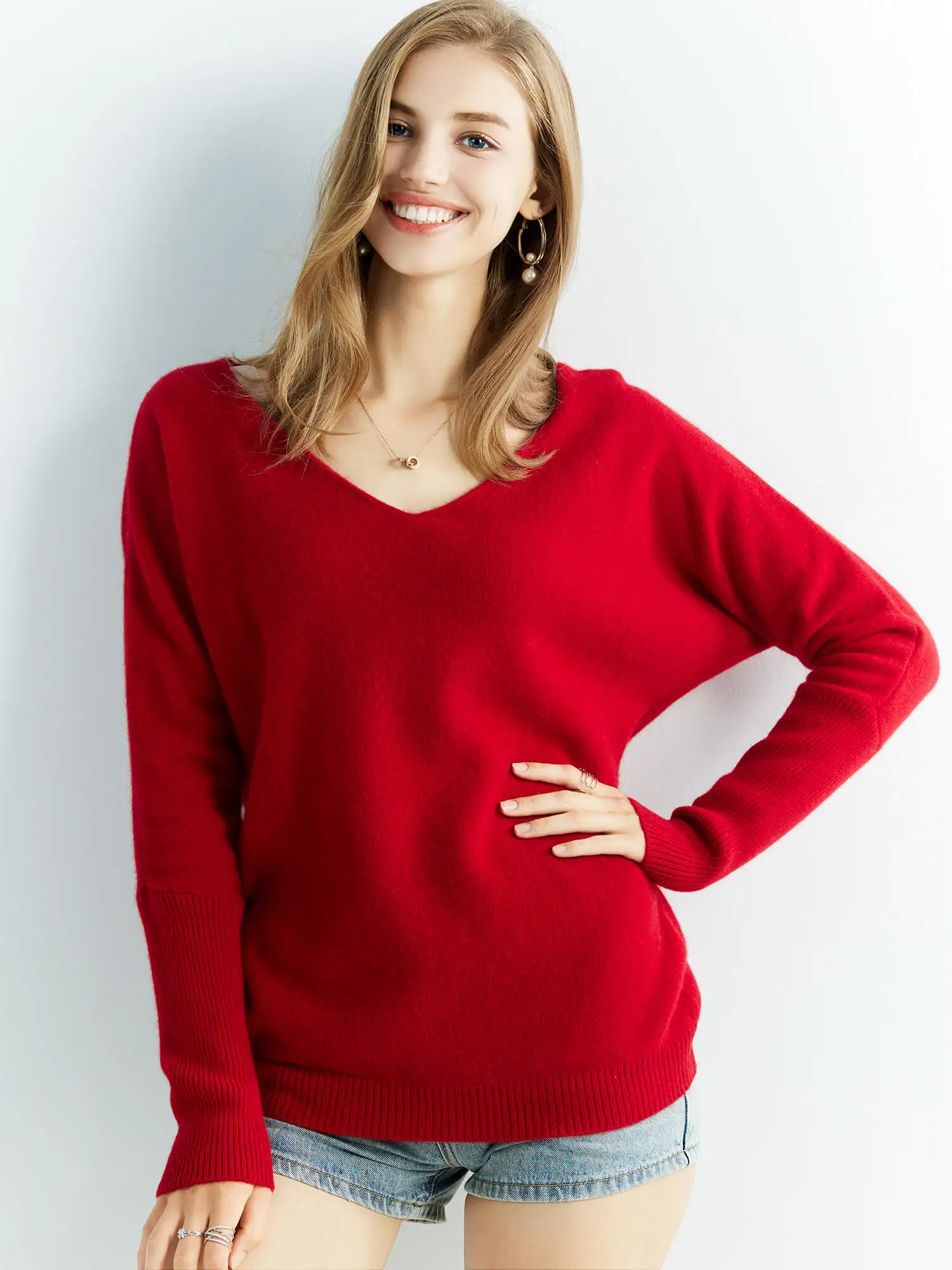 Knitted Wool Sweater Cashmere Sweaters Women's 100% Merino Wool V-Neck Vintage Pullover Winter Autumn Jumper Clothing Top Female