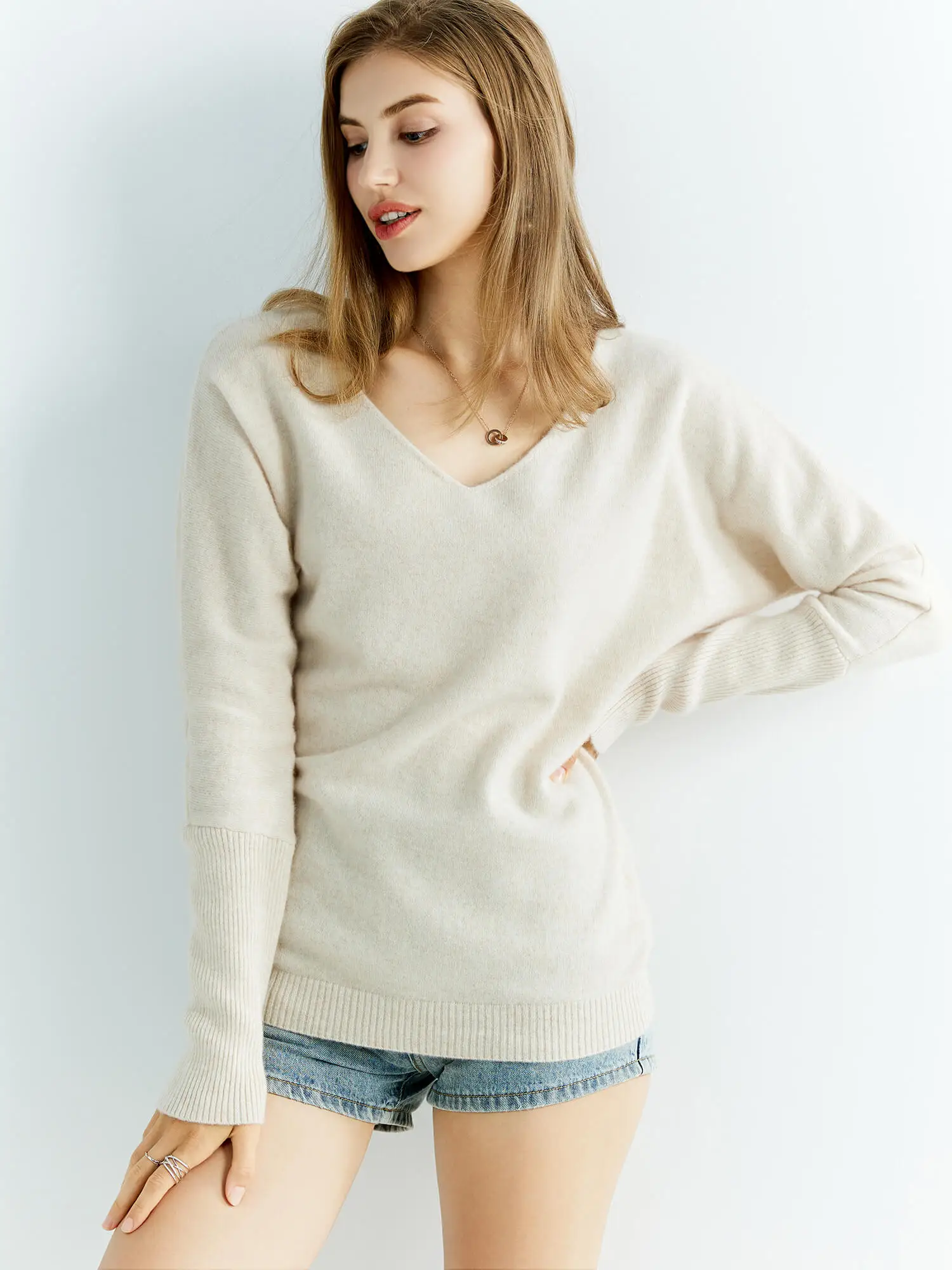 Knitted Wool Sweater Cashmere Sweaters Women's 100% Merino Wool V-Neck Vintage Pullover Winter Autumn Jumper Clothing Top Female