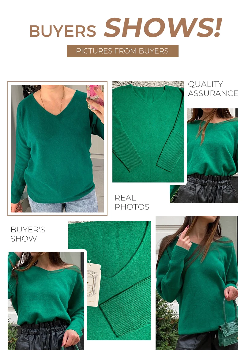 Knitted Wool Sweater Cashmere Sweaters Women's 100% Merino Wool V-Neck Vintage Pullover Winter Autumn Jumper Clothing Top Female