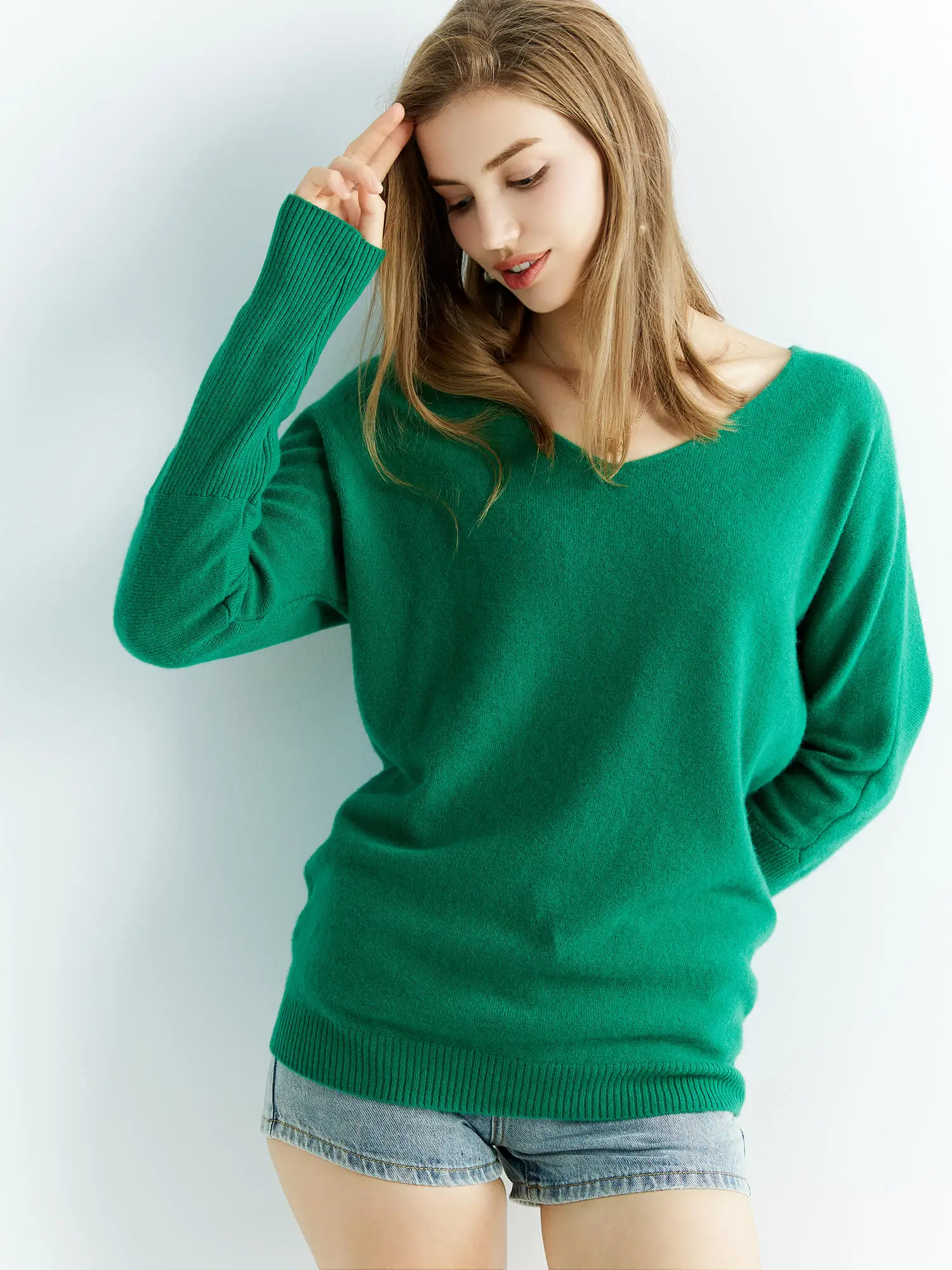 Knitted Wool Sweater Cashmere Sweaters Women's 100% Merino Wool V-Neck Vintage Pullover Winter Autumn Jumper Clothing Top Female