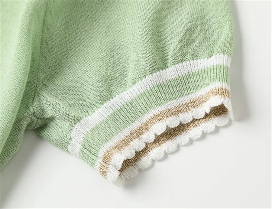 Summer Classic Knit Crop Tops Women's Elegant Short Sleeve Thin Stylish O-neck T-shirts Korean Oversized Loose Chic Knitwear Tee
