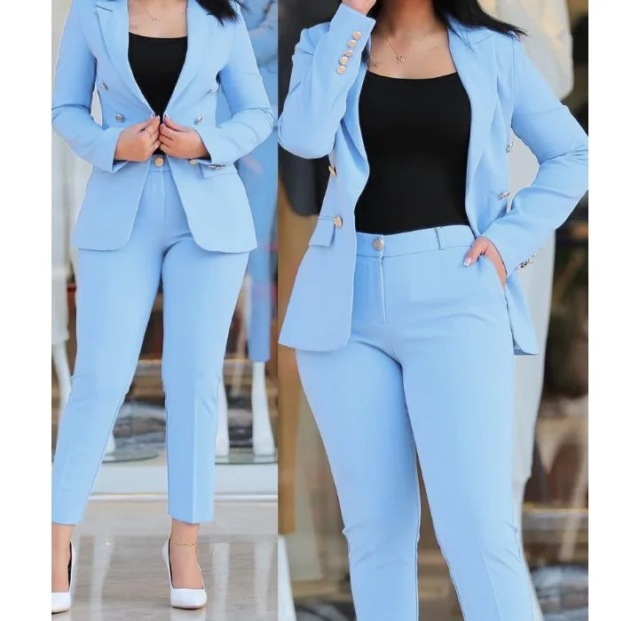 Blazer Women's Suits Elegant Pants Long Sleeved Coat Solid Color Fashion Versatile Casual Set Summer New 2023 Y2k Clothes