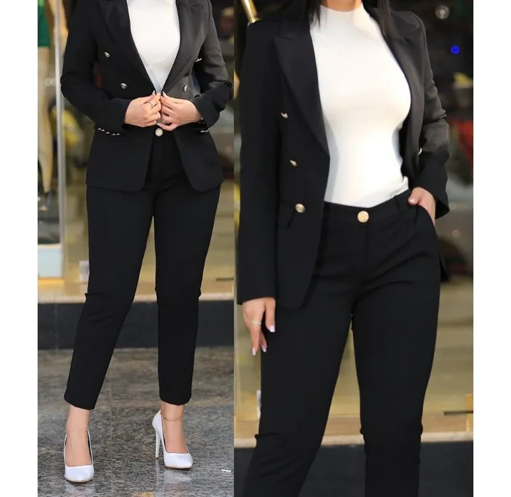 Blazer Women's Suits Elegant Pants Long Sleeved Coat Solid Color Fashion Versatile Casual Set Summer New 2023 Y2k Clothes