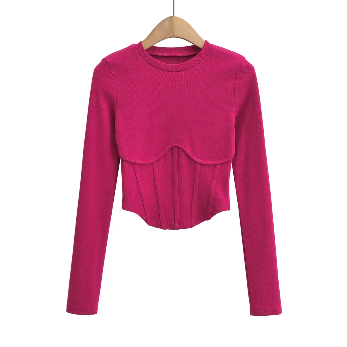 Vintage y2k streetwear white crop tops women long sleeve tees sexy o neck cropped t shirt bright line black tops cute ribbed