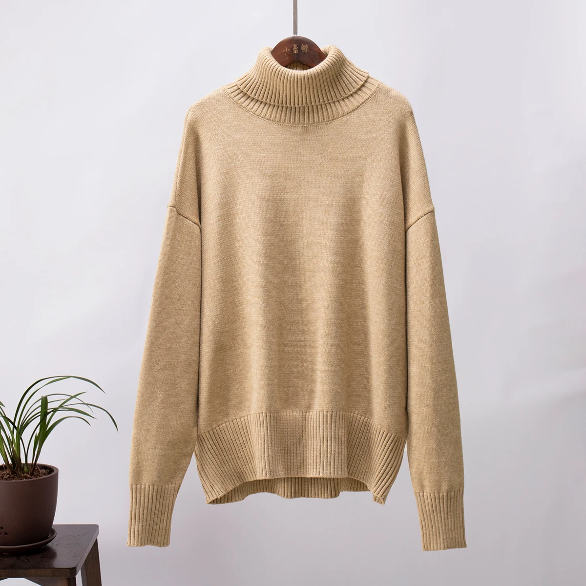 Bornladies Women Turtleneck Sweater CHIC Autumn Winter Thick Warm Pullover Top Oversized Casual Loose Knitted Jumper Female Pull