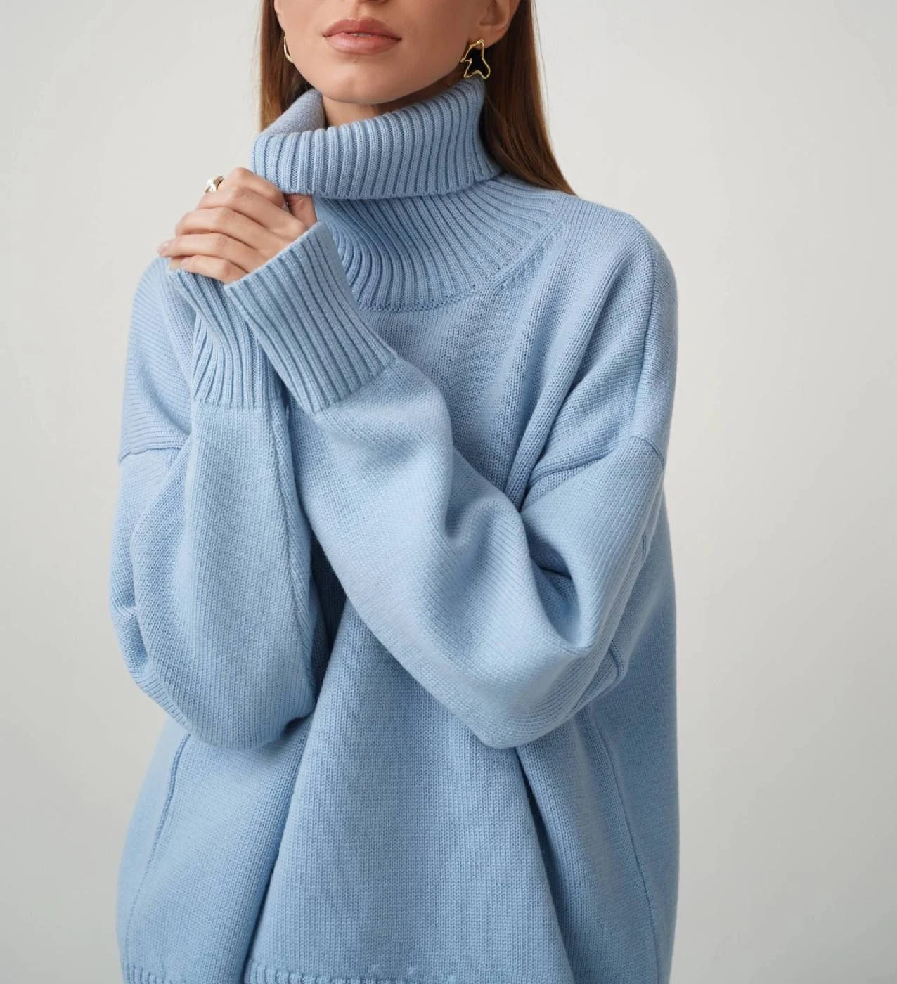 Bornladies Women Turtleneck Sweater CHIC Autumn Winter Thick Warm Pullover Top Oversized Casual Loose Knitted Jumper Female Pull