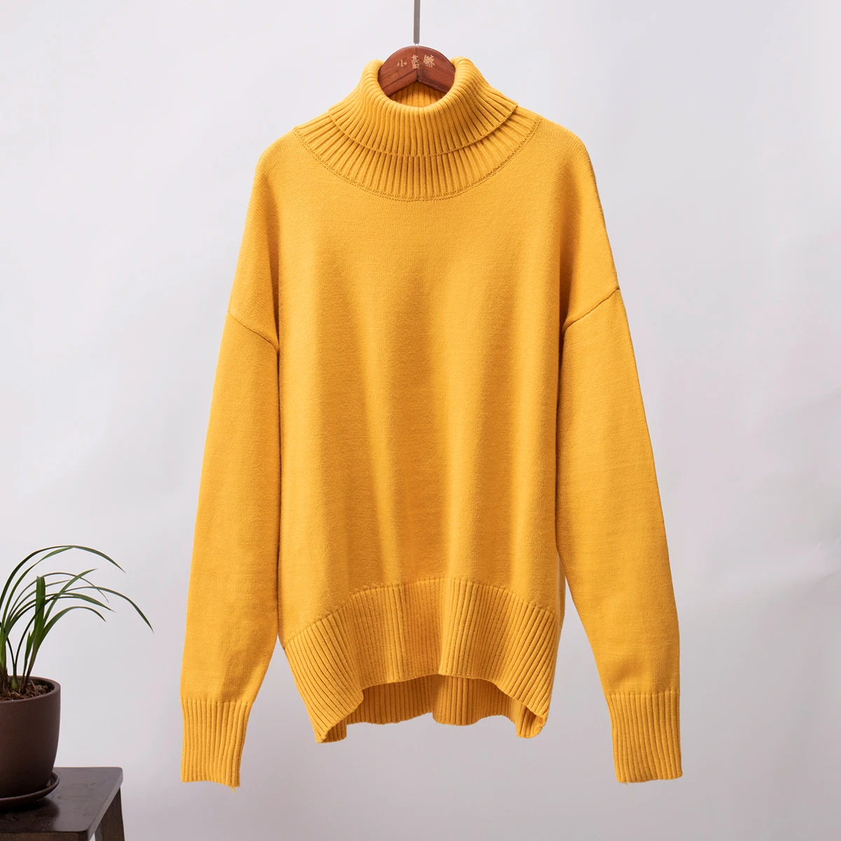 Bornladies Women Turtleneck Sweater CHIC Autumn Winter Thick Warm Pullover Top Oversized Casual Loose Knitted Jumper Female Pull