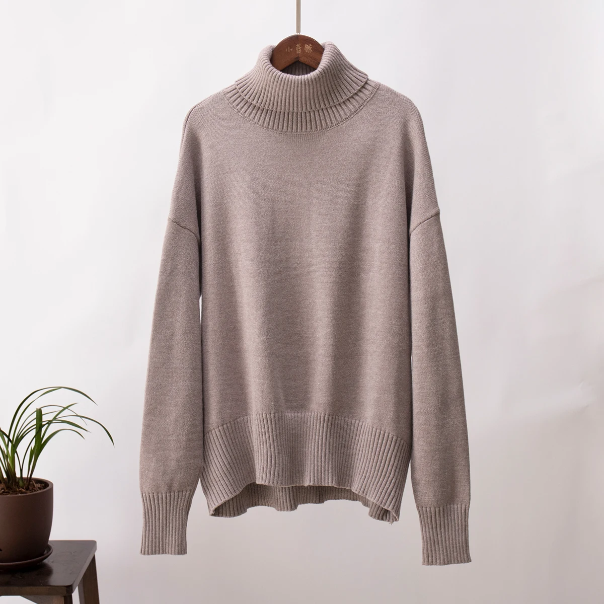 Bornladies Women Turtleneck Sweater CHIC Autumn Winter Thick Warm Pullover Top Oversized Casual Loose Knitted Jumper Female Pull