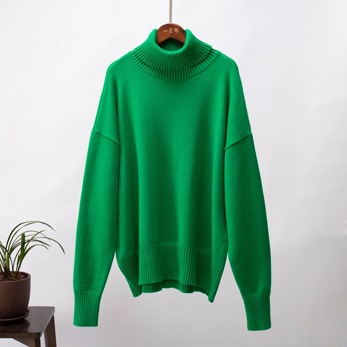 Bornladies Women Turtleneck Sweater CHIC Autumn Winter Thick Warm Pullover Top Oversized Casual Loose Knitted Jumper Female Pull