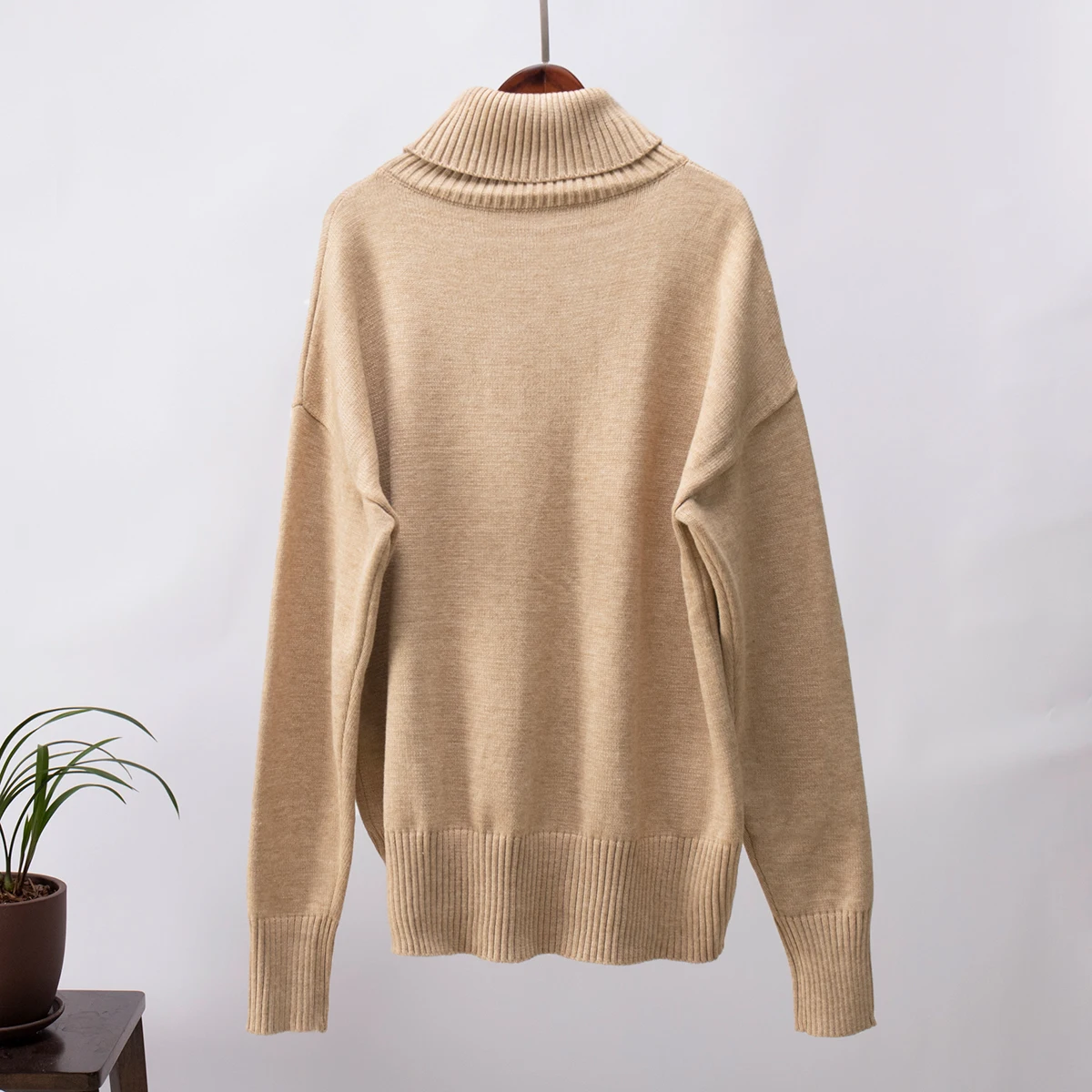 Bornladies Women Turtleneck Sweater CHIC Autumn Winter Thick Warm Pullover Top Oversized Casual Loose Knitted Jumper Female Pull