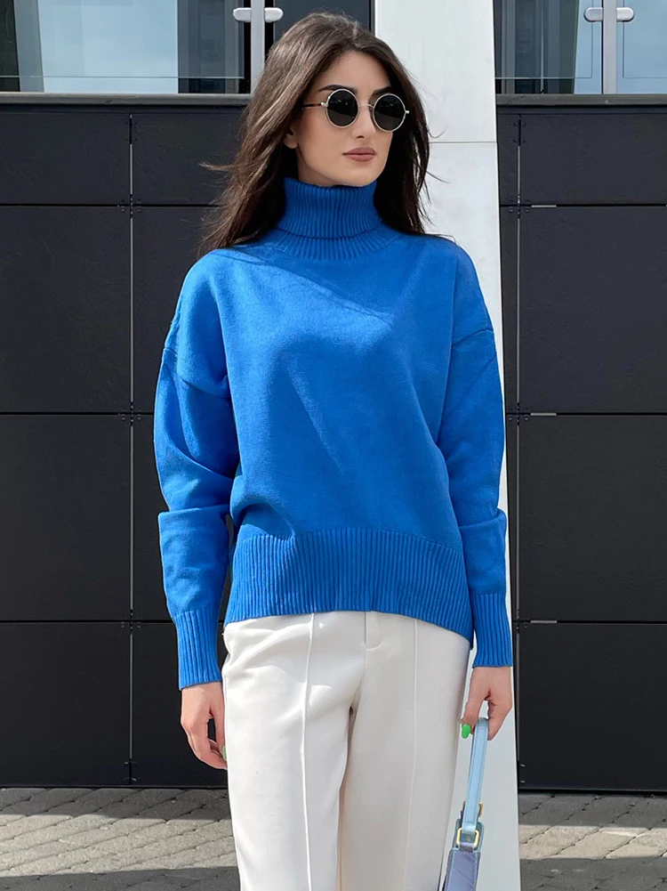 Bornladies Women Turtleneck Sweater CHIC Autumn Winter Thick Warm Pullover Top Oversized Casual Loose Knitted Jumper Female Pull