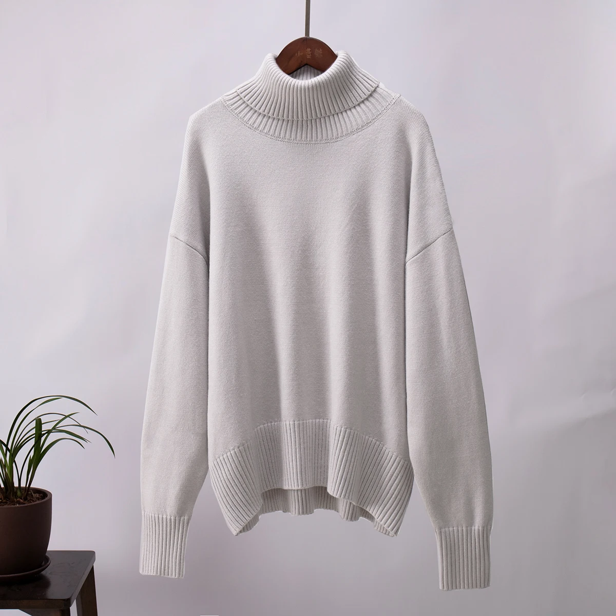 Bornladies Women Turtleneck Sweater CHIC Autumn Winter Thick Warm Pullover Top Oversized Casual Loose Knitted Jumper Female Pull