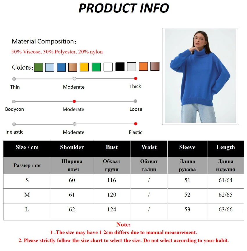 Bornladies Women Turtleneck Sweater CHIC Autumn Winter Thick Warm Pullover Top Oversized Casual Loose Knitted Jumper Female Pull