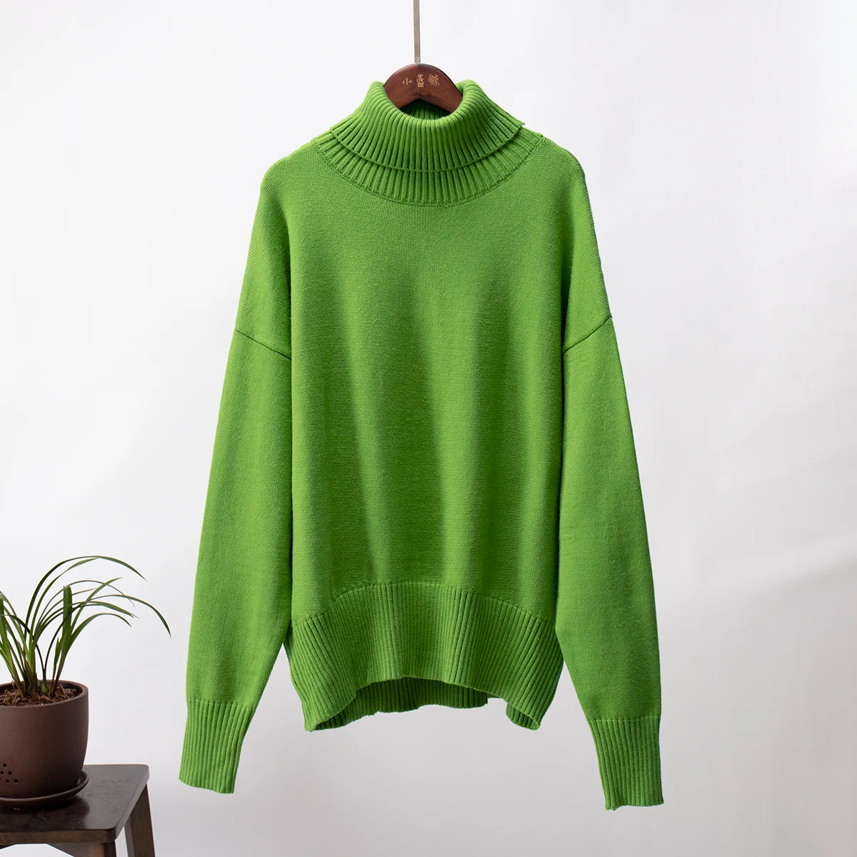 Bornladies Women Turtleneck Sweater CHIC Autumn Winter Thick Warm Pullover Top Oversized Casual Loose Knitted Jumper Female Pull