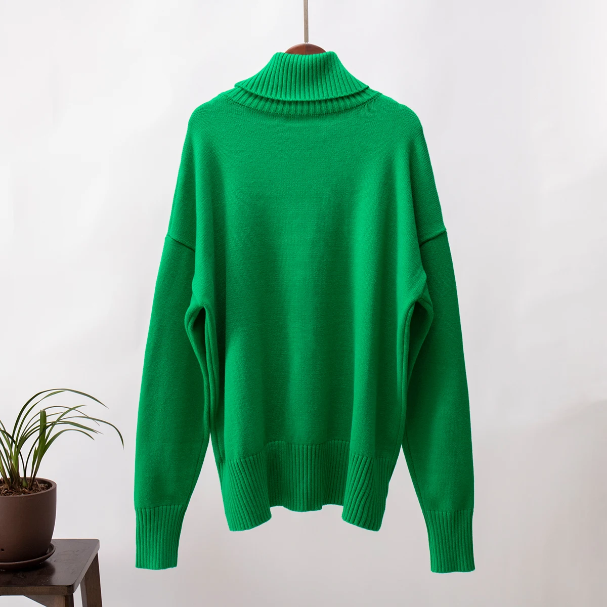 Bornladies Women Turtleneck Sweater CHIC Autumn Winter Thick Warm Pullover Top Oversized Casual Loose Knitted Jumper Female Pull