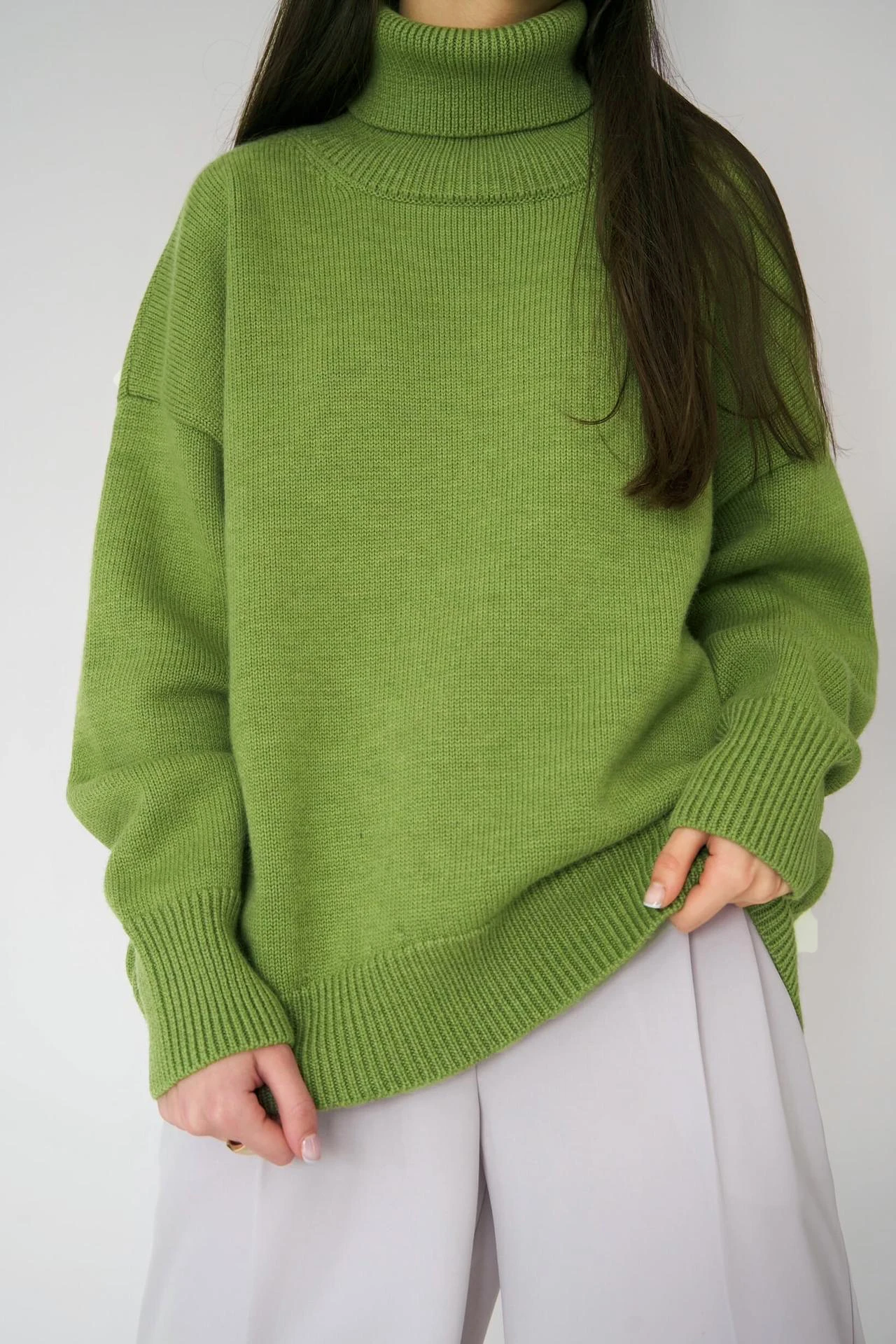 Bornladies Women Turtleneck Sweater CHIC Autumn Winter Thick Warm Pullover Top Oversized Casual Loose Knitted Jumper Female Pull