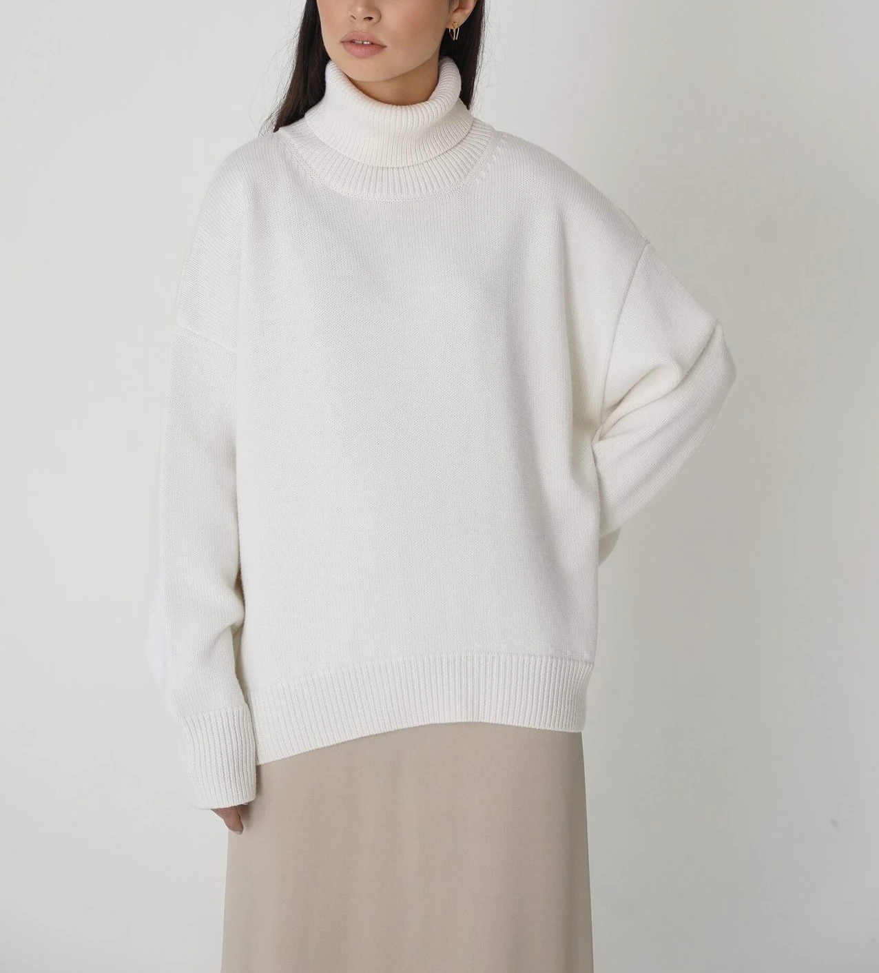Bornladies Women Turtleneck Sweater CHIC Autumn Winter Thick Warm Pullover Top Oversized Casual Loose Knitted Jumper Female Pull