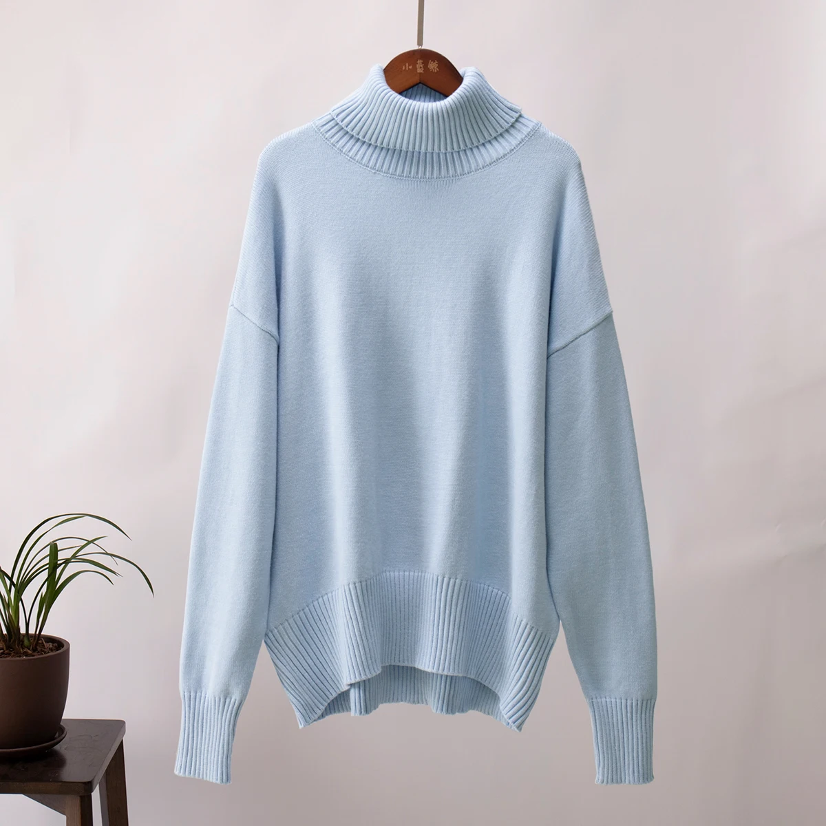 Bornladies Women Turtleneck Sweater CHIC Autumn Winter Thick Warm Pullover Top Oversized Casual Loose Knitted Jumper Female Pull