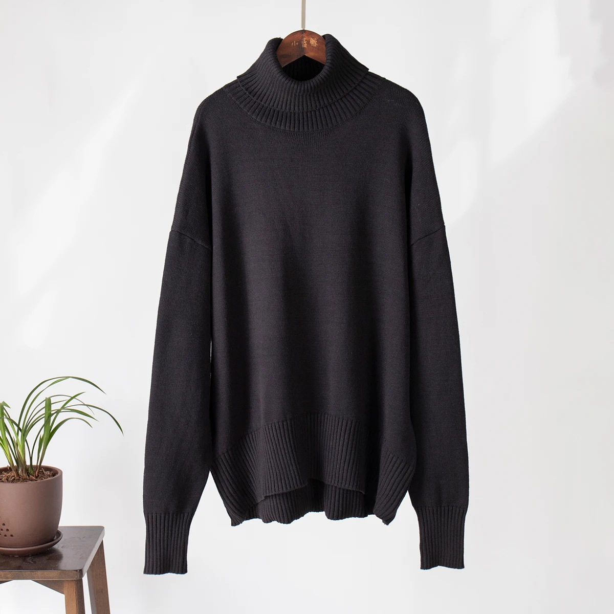 Bornladies Women Turtleneck Sweater CHIC Autumn Winter Thick Warm Pullover Top Oversized Casual Loose Knitted Jumper Female Pull