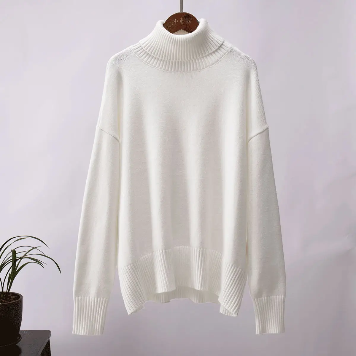 Bornladies Women Turtleneck Sweater CHIC Autumn Winter Thick Warm Pullover Top Oversized Casual Loose Knitted Jumper Female Pull