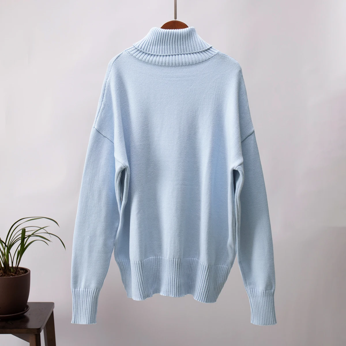 Bornladies Women Turtleneck Sweater CHIC Autumn Winter Thick Warm Pullover Top Oversized Casual Loose Knitted Jumper Female Pull