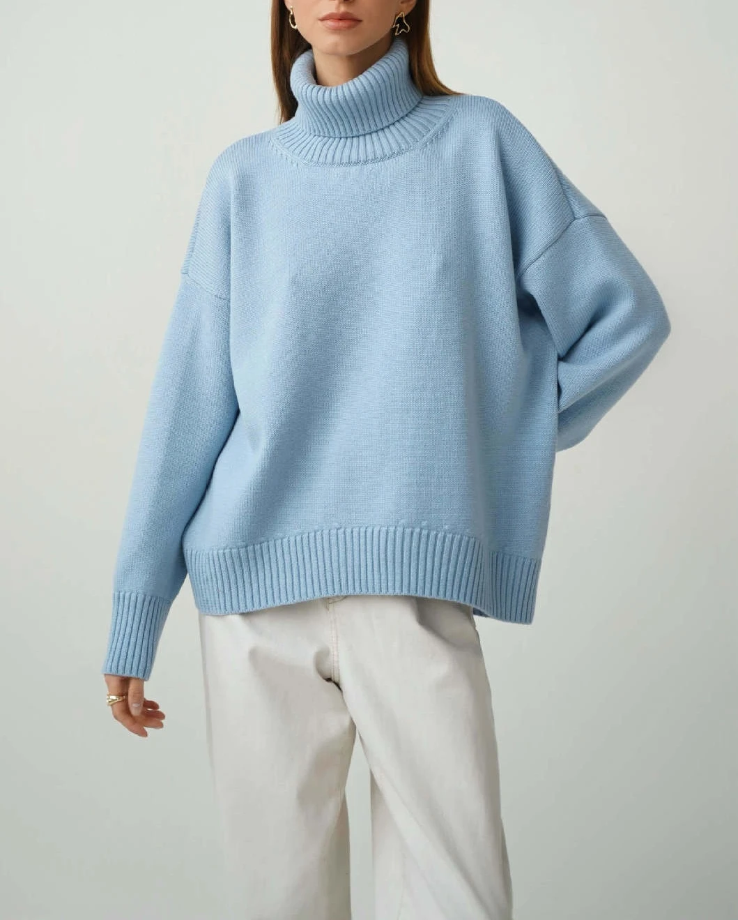 Bornladies Women Turtleneck Sweater CHIC Autumn Winter Thick Warm Pullover Top Oversized Casual Loose Knitted Jumper Female Pull