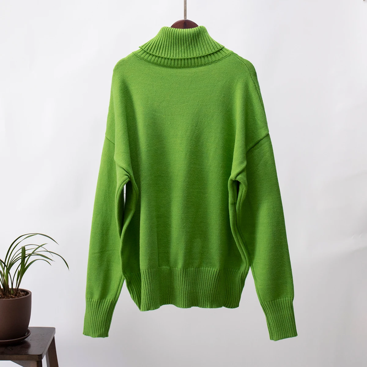 Bornladies Women Turtleneck Sweater CHIC Autumn Winter Thick Warm Pullover Top Oversized Casual Loose Knitted Jumper Female Pull