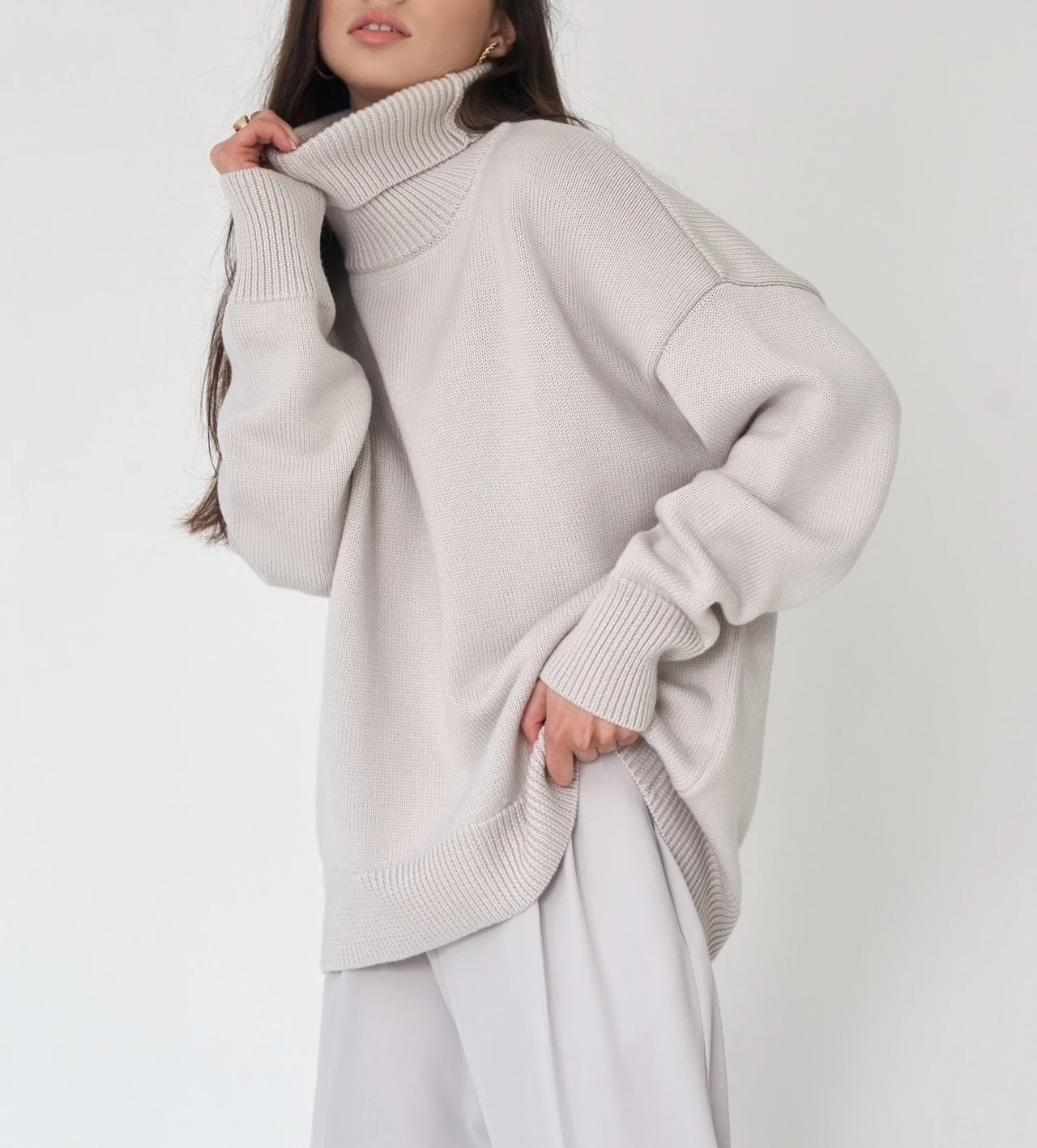 Bornladies Women Turtleneck Sweater CHIC Autumn Winter Thick Warm Pullover Top Oversized Casual Loose Knitted Jumper Female Pull