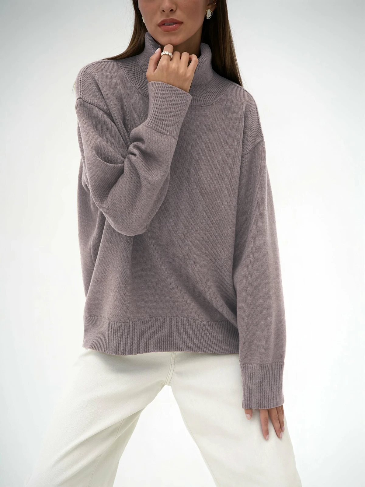 Bornladies Women Turtleneck Sweater CHIC Autumn Winter Thick Warm Pullover Top Oversized Casual Loose Knitted Jumper Female Pull