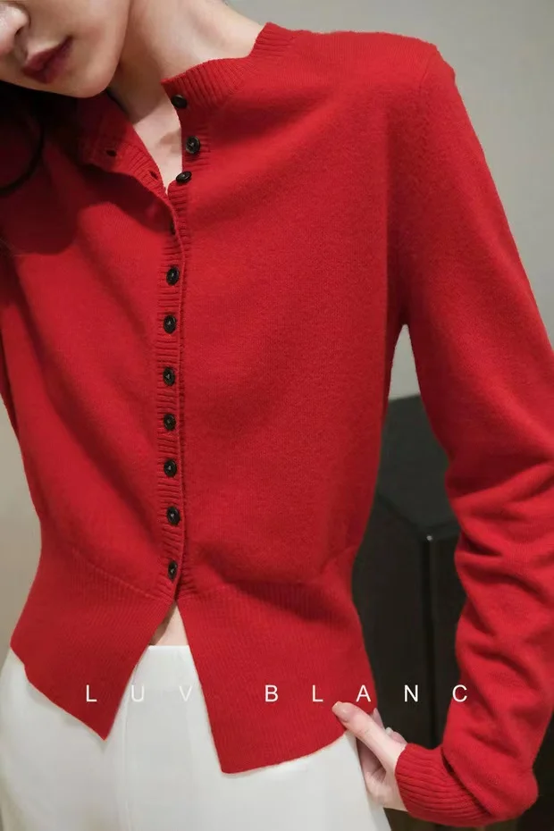 Spring Autumn Women Wool Blend Sweater O-neck High Waist Cardigan New Fashion Casual Knitted Slim Soft Jacket Bottoming Tops