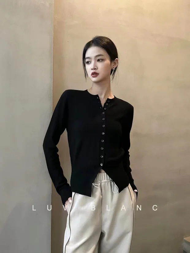 Spring Autumn Women Wool Blend Sweater O-neck High Waist Cardigan New Fashion Casual Knitted Slim Soft Jacket Bottoming Tops