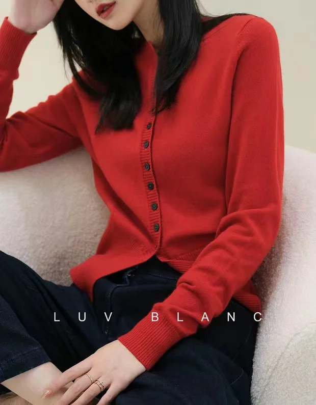 Spring Autumn Women Wool Blend Sweater O-neck High Waist Cardigan New Fashion Casual Knitted Slim Soft Jacket Bottoming Tops