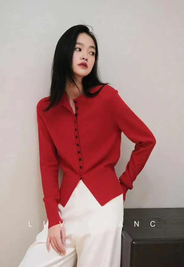 Spring Autumn Women Wool Blend Sweater O-neck High Waist Cardigan New Fashion Casual Knitted Slim Soft Jacket Bottoming Tops