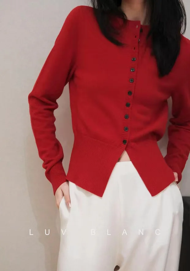 Spring Autumn Women Wool Blend Sweater O-neck High Waist Cardigan New Fashion Casual Knitted Slim Soft Jacket Bottoming Tops