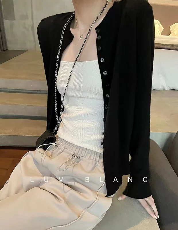 Spring Autumn Women Wool Blend Sweater O-neck High Waist Cardigan New Fashion Casual Knitted Slim Soft Jacket Bottoming Tops